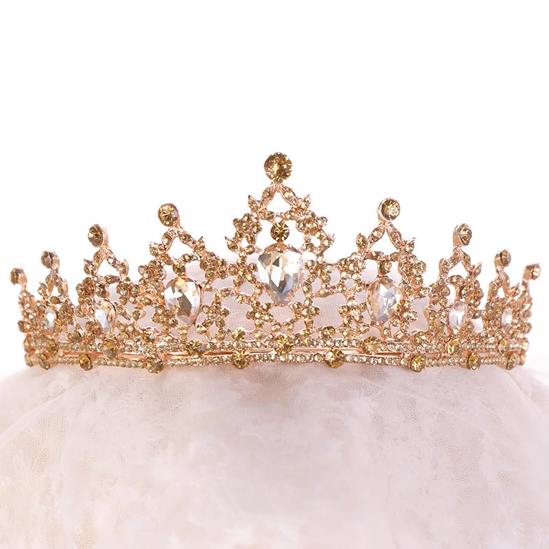 Baroque Gold Champagne Crystal Bridal Tiara