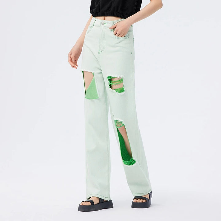 Summer Bright Line Wide Leg Jeans for Women