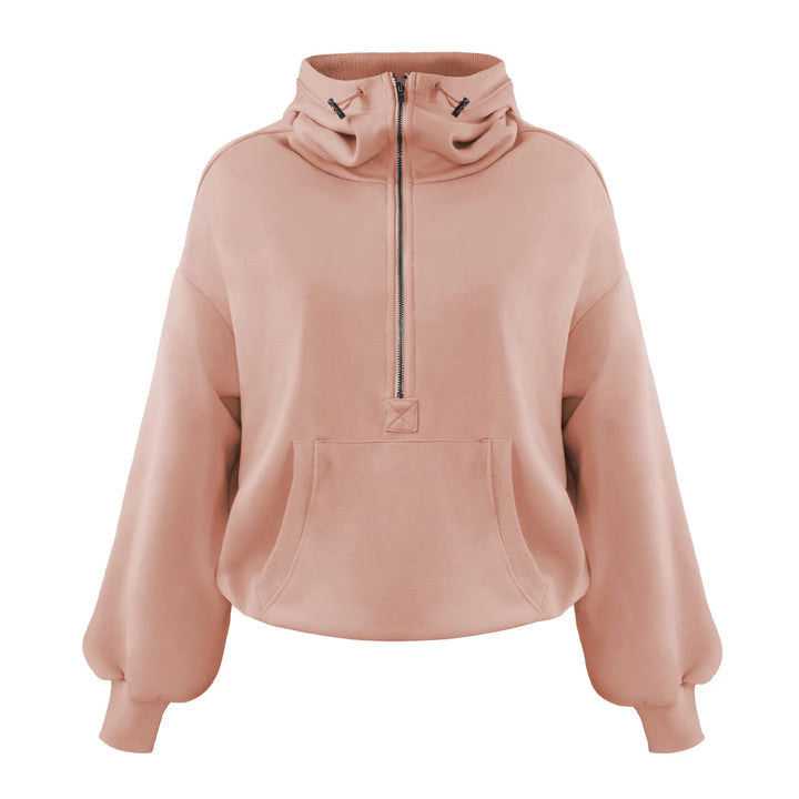 Women's Streetwear Chic Half-Zip Hoodie with Pockets