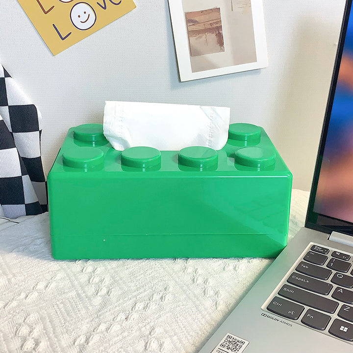 Creative Wall-Mounted Tissue Box Holder with Building Blocks