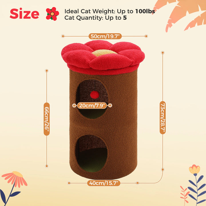 Luxury Double-Deck Cat Bed with Flower Perch