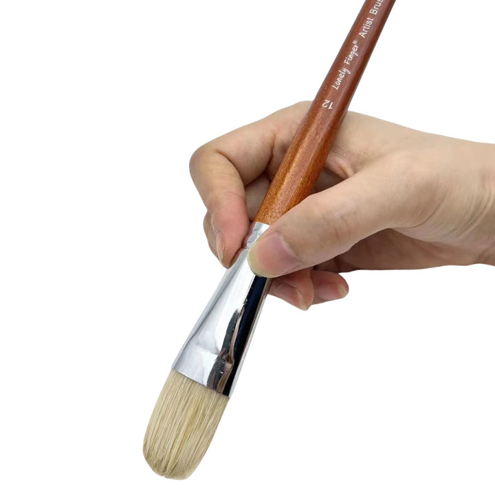 7pcs Premium Long Handled Natural Bristle Paint Brush Set