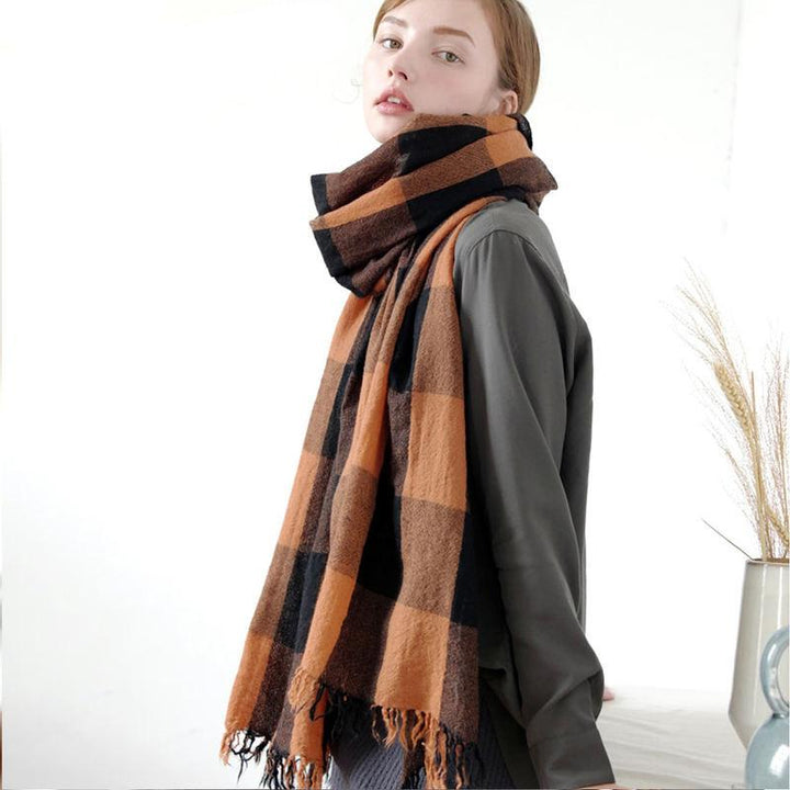 Women's Cashmere-Feel Plaid Shawl