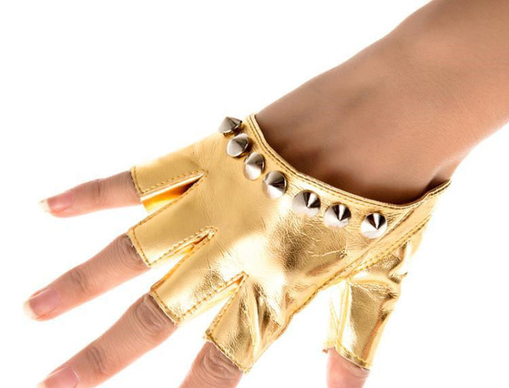 Punk Street Dance Studded Half Finger And Half Palm Performance