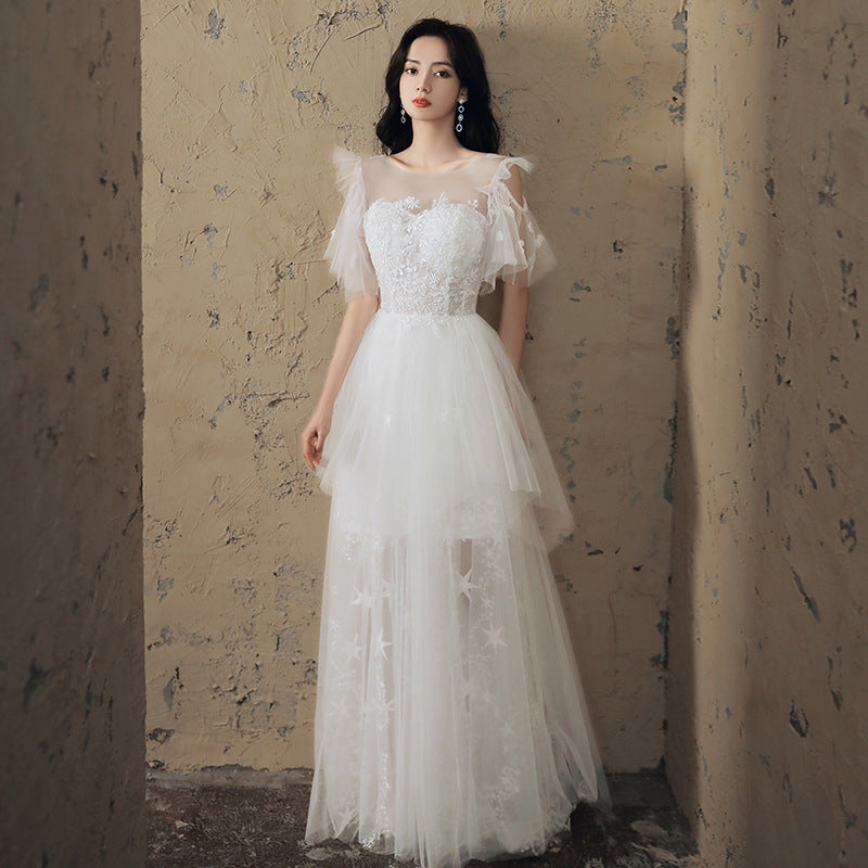 White Season New Wedding Dress Fairy Slimming Long Dress