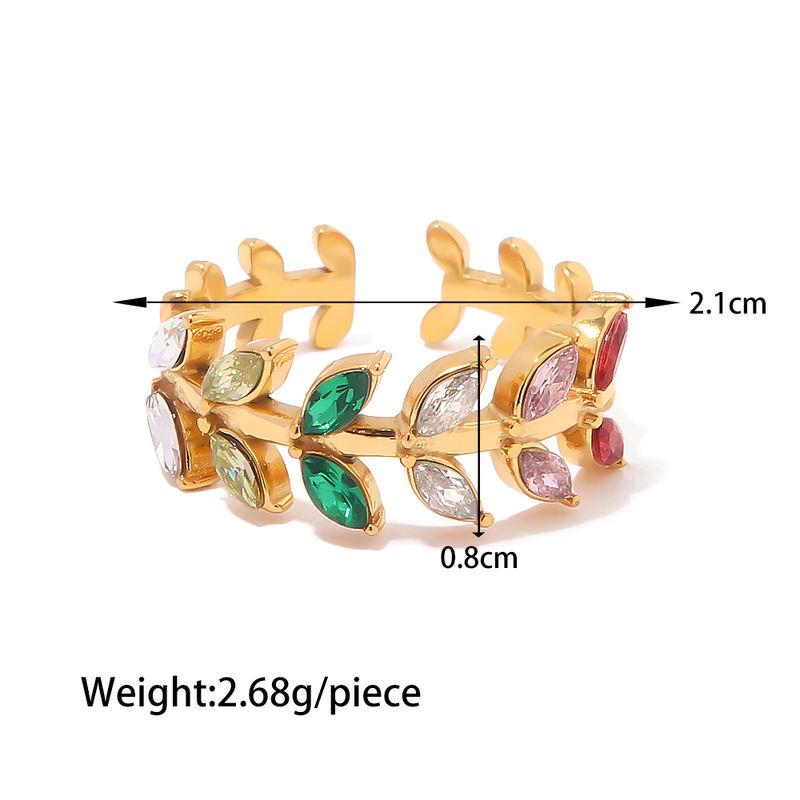 18K Gold Plated Cubic Zirconia Adjustable Leaf Ring