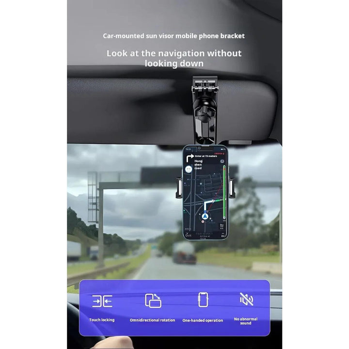 360° Adjustable Rearview Mirror Phone Mount - Universal Fit Car Phone Holder