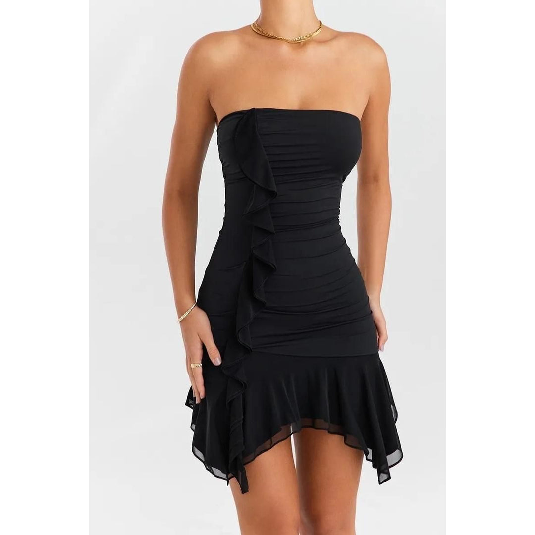 Elegant Strapless Ruffles Mini Dress