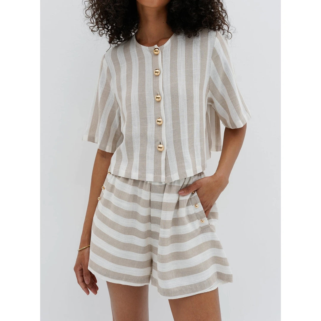 Fashion Loose Stripe 2 Piece Summer Set