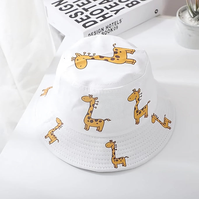 Cartoon Giraffe Bucket Hats for Kids