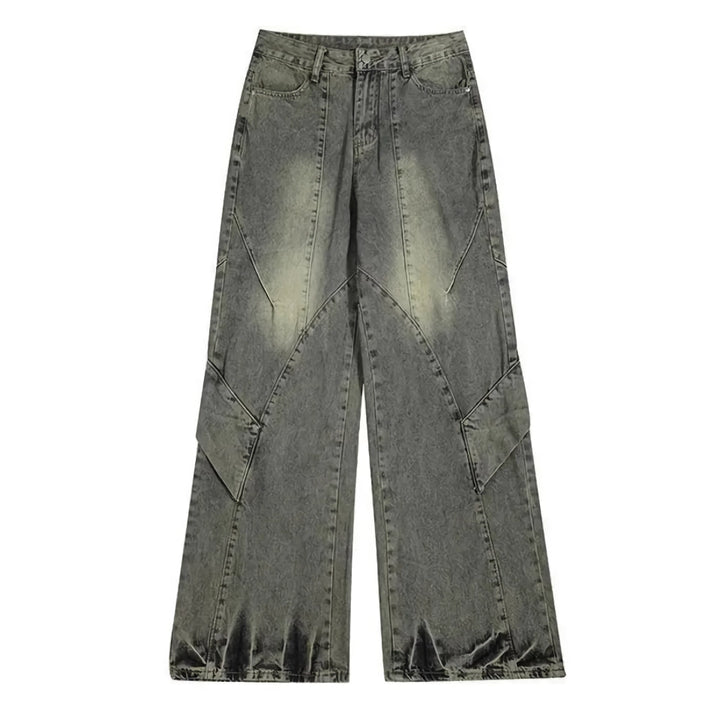 Vintage Asymmetrical Spliced Men's Loose Denim Pants