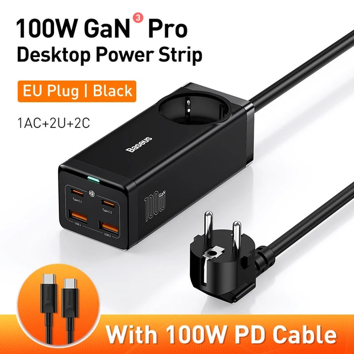 100W Fast Charger Power Strip with GaN3 Pro Tech for Laptops and Smartphones