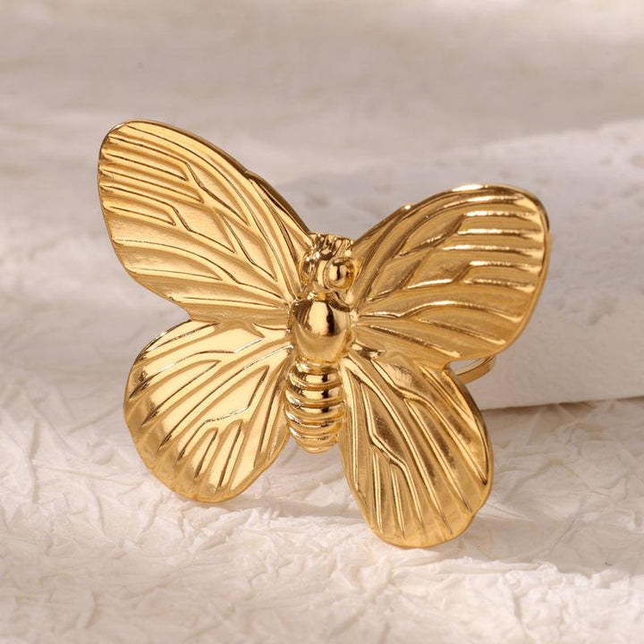 Vintage Butterfly Stainless Steel Rings – Elegant Couple Jewelry