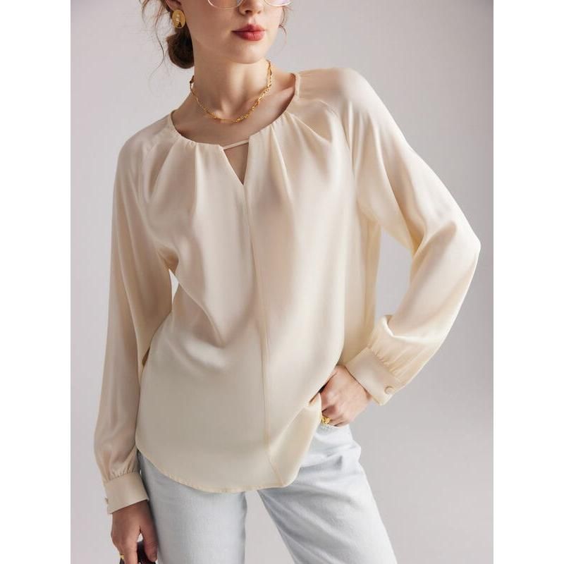 Chic Silk Blend Raglan Sleeve Blouse