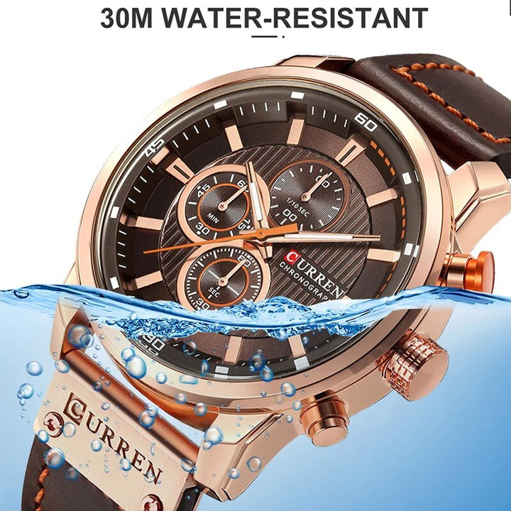 Men's Leather Sports Chronograph Watch