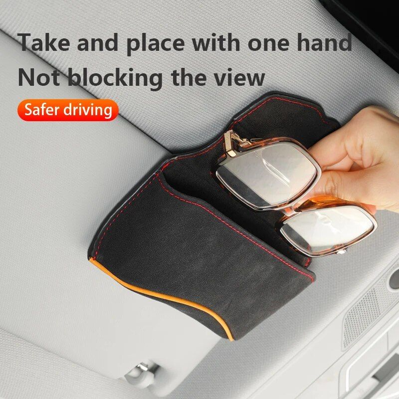 Luxurious Suede Leather Car Visor Glasses Holder