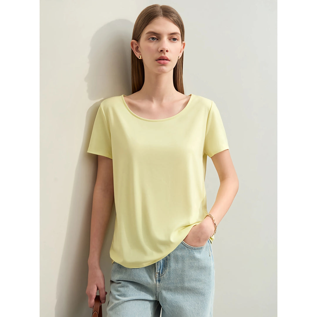 Minimalist Women's Large U-Neck Slim Stretch T-Shirt