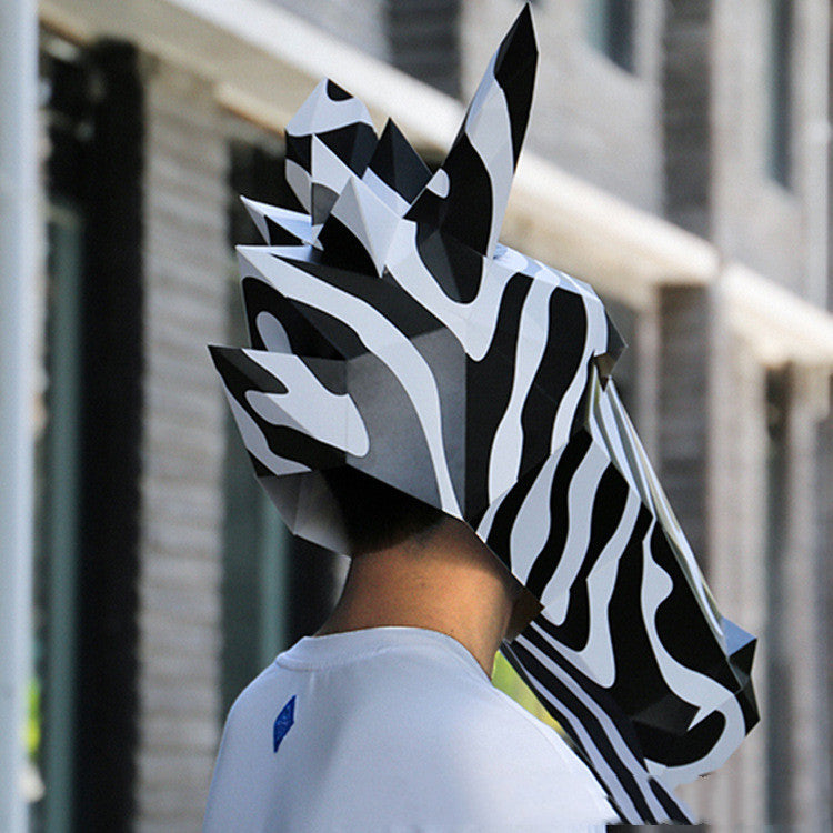 Black And White Horse Animal Origami Headgear Halloween Christmas