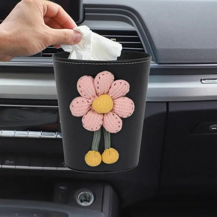 Luxury Leather Car Trash Can – Portable Garbage Bin for Auto Interiors