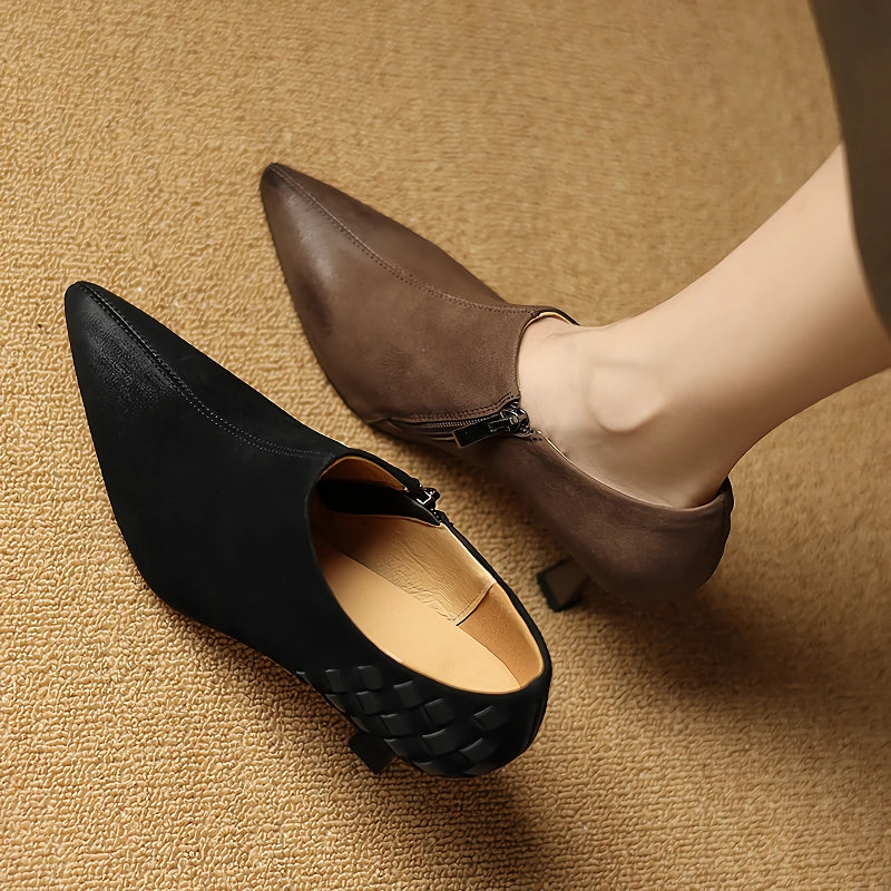 Elegant Split Leather Slip-On Pumps