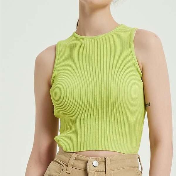 Sleeveless Knitted Crop Top