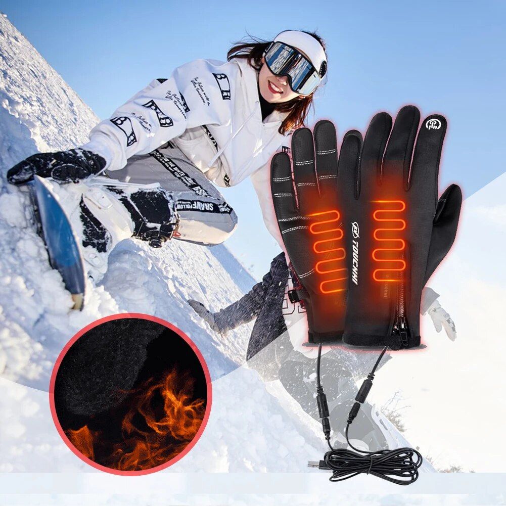 Touch Screen USB Heated Gloves for Winter Sports and Outdoor Activities