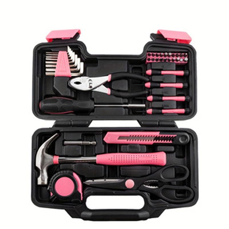 39-Piece Pink Household Tool Kit – Perfect for Home, Office, Garage & Dorm Use