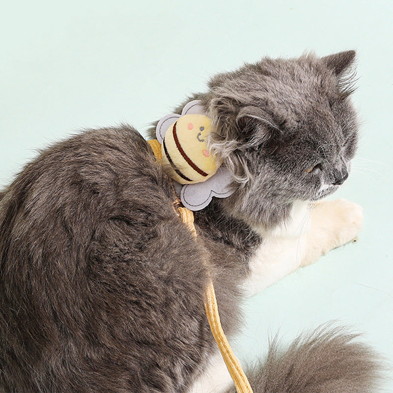 Adjustable Cartoon Bee Cat Harness with Leash