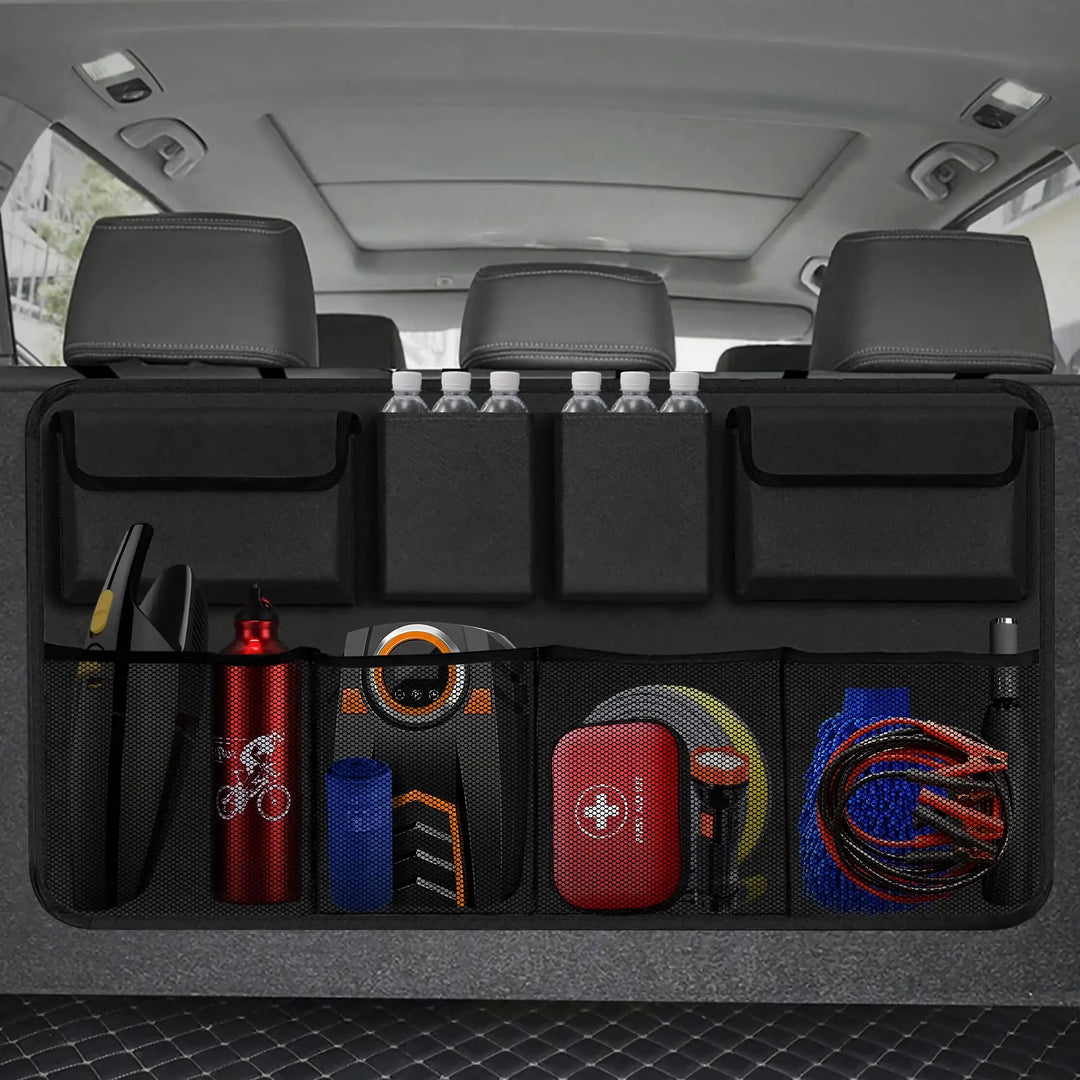 Premium Hanging Car Trunk Organizer with 8 Large Storage Bags