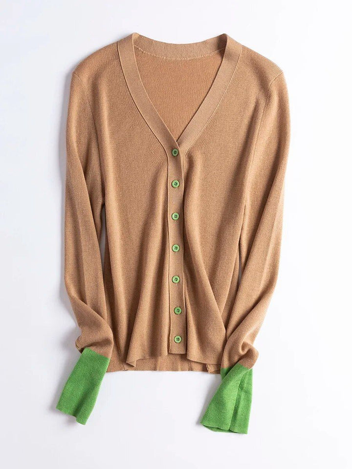 Wool Blend V-Neck Cardigan for Women