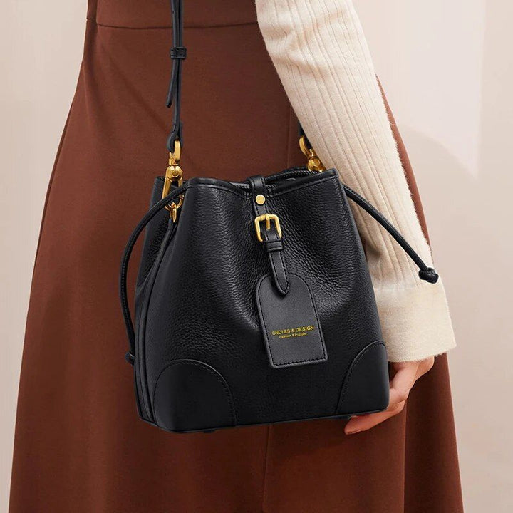 Elegant Leather Bucket Bag