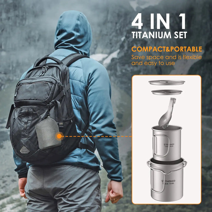 Ultralight Titanium Camping Cookware Set