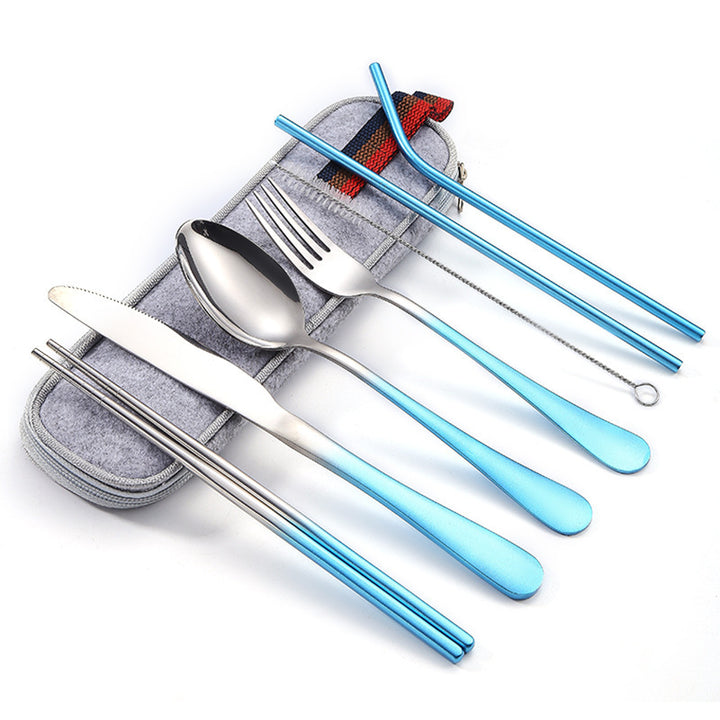 Stainless Steel Knife, Fork And Spoon Straw Set