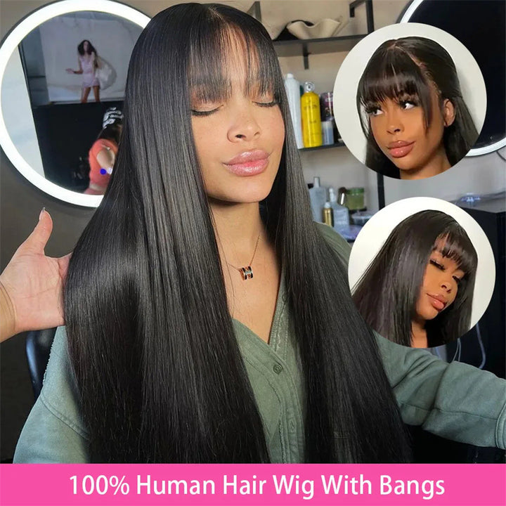 European And American Style Bangs Headgear Human Hair Wig Full Mechanism Headgear Fringe Wig