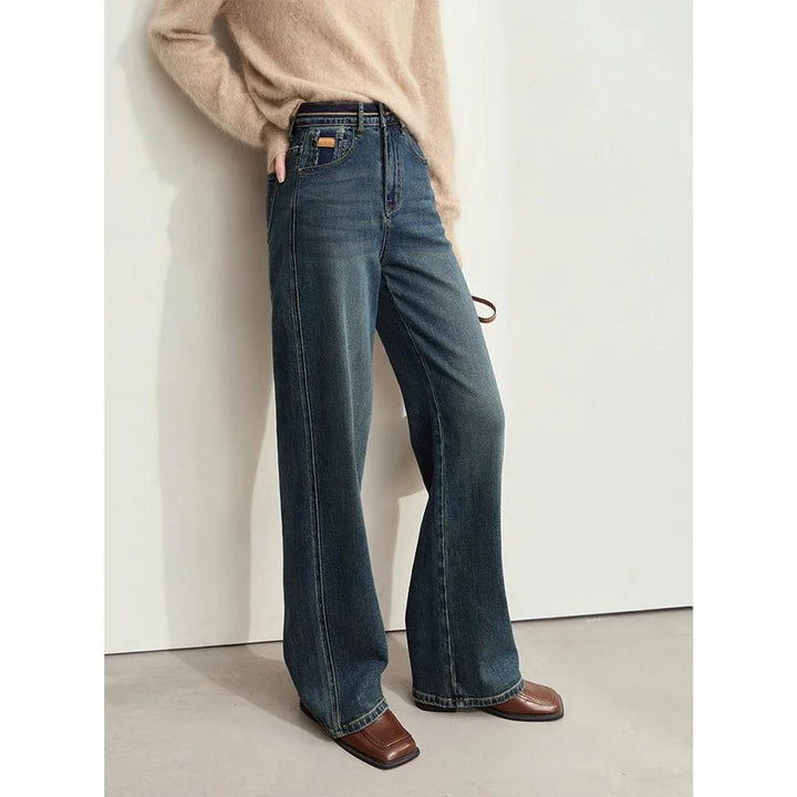 Women's Retro Wide-Leg Denim Pants