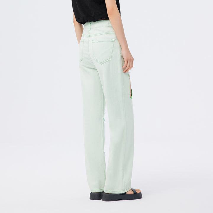 Summer Bright Line Wide Leg Jeans for Women