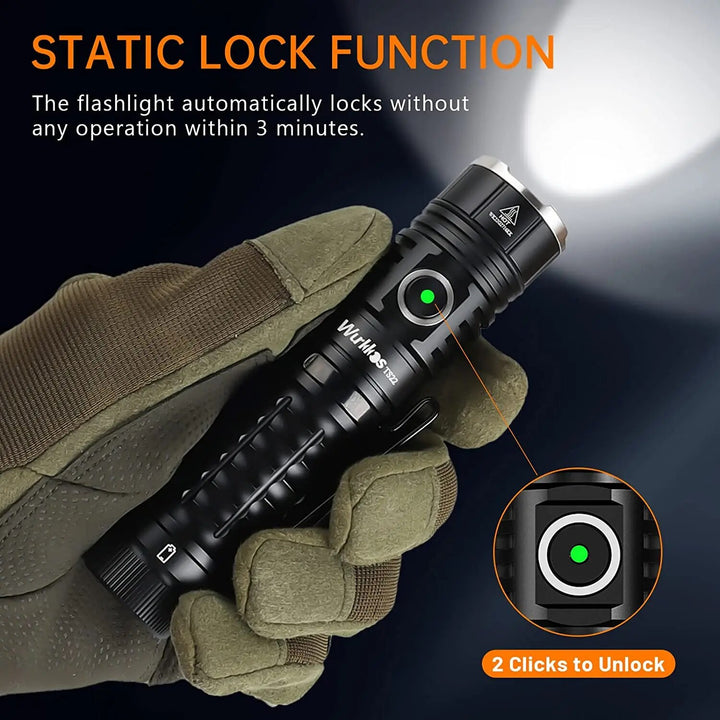 Rechargeable 21700 LED Flashlight, Powerful 4500LM, IP68, Magnetic Tail, Reverse Charging