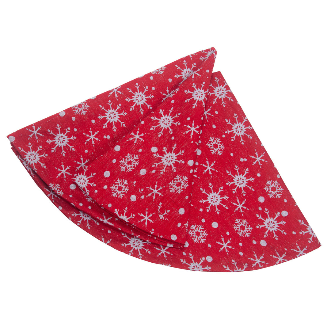 Christmas Non-woven Fabric White Color With Red Outsole Snowflake Tree Skirt