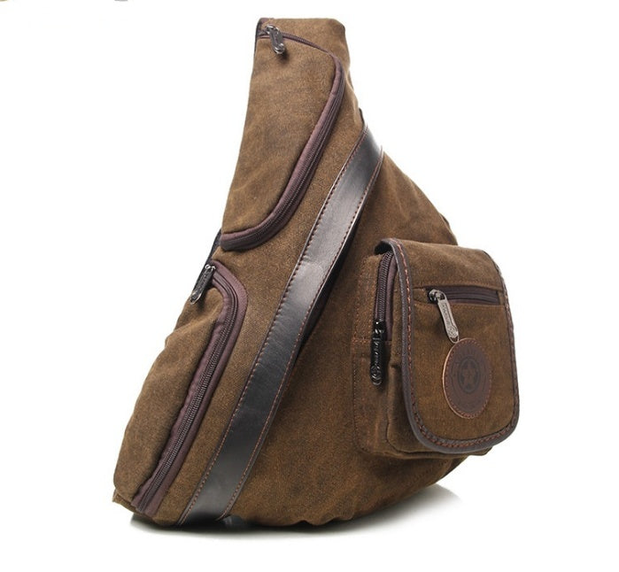 Triangle Korean retro wash canvas men's shoulder bag high school student bag diagonal package