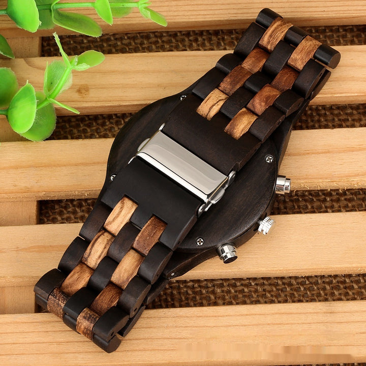 New Multi-functional Calendar Full Wood Band Quartz Watch