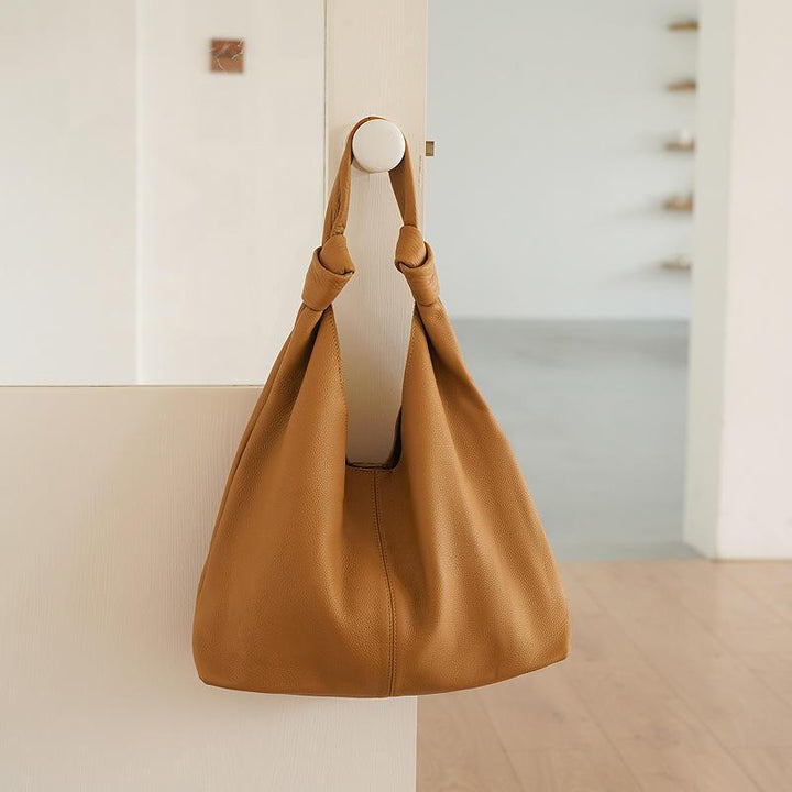 Korean Oversized Soft Genuine Leather Hobo Shoulder Bag for Women