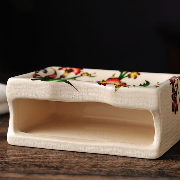 Elegant European Ceramic Soap Box with Double Drain