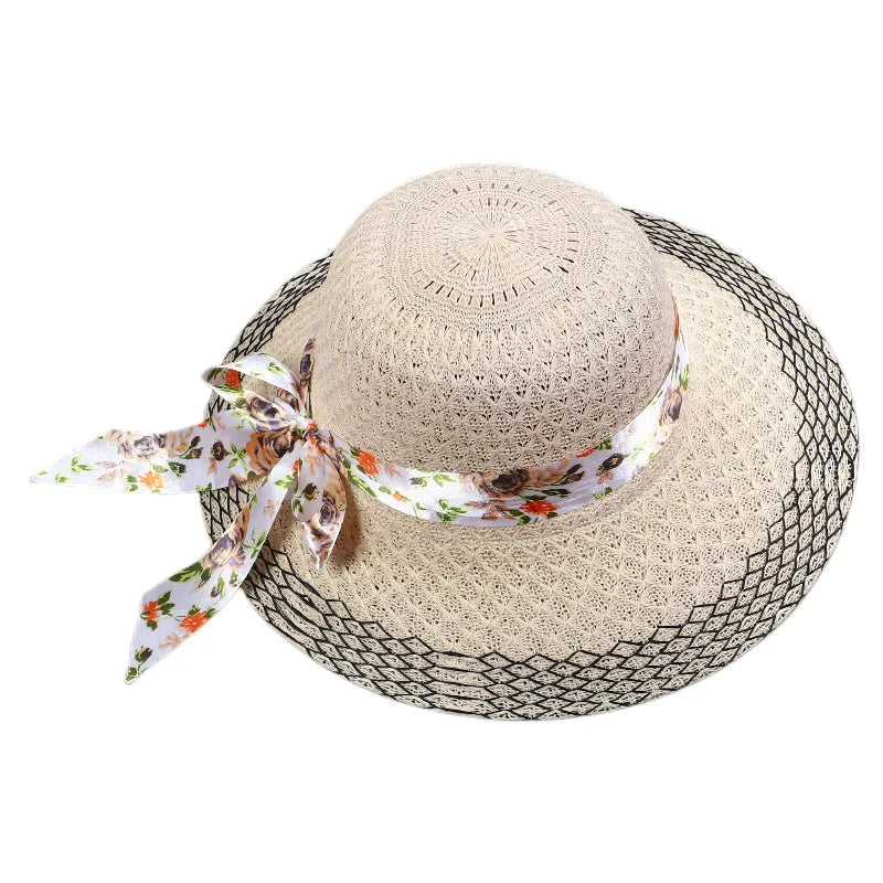 Elegant Floral Ribbon Sun Hat