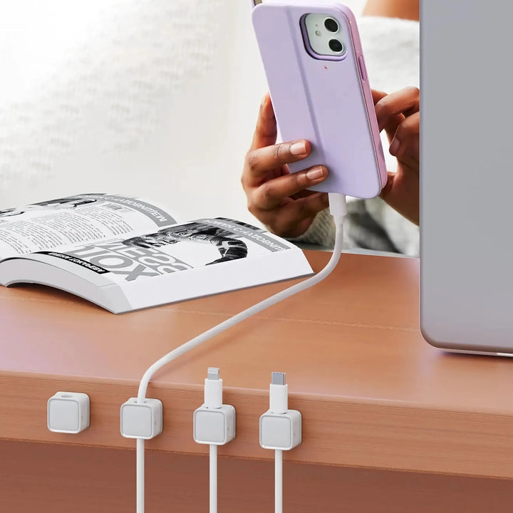 Magnetic Cable Clips Organizer - Adjustable Cord Holder with Strong Adhesive and Easy Cable Management