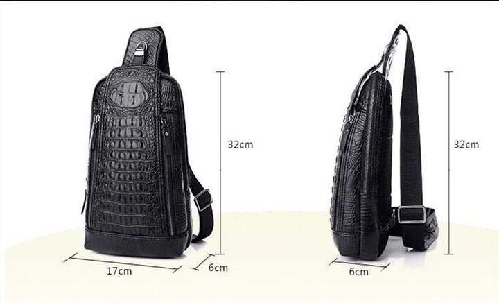 Men's Chest Bag Crocodile Pattern One Shoulder Messenger Bag Fashion One Shoulder