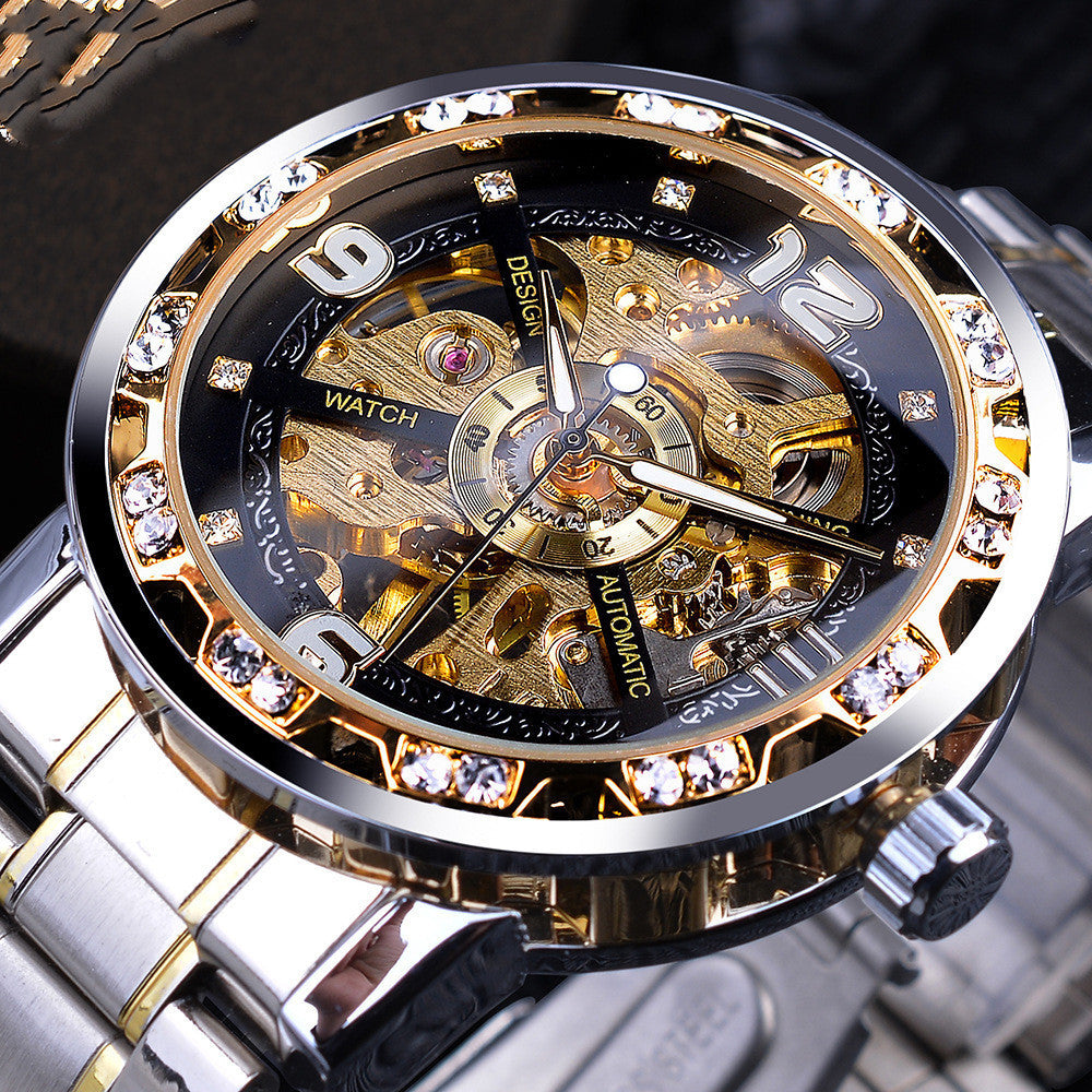 Classic Popular Hollow Rhinestone Manual Mechanical Watch