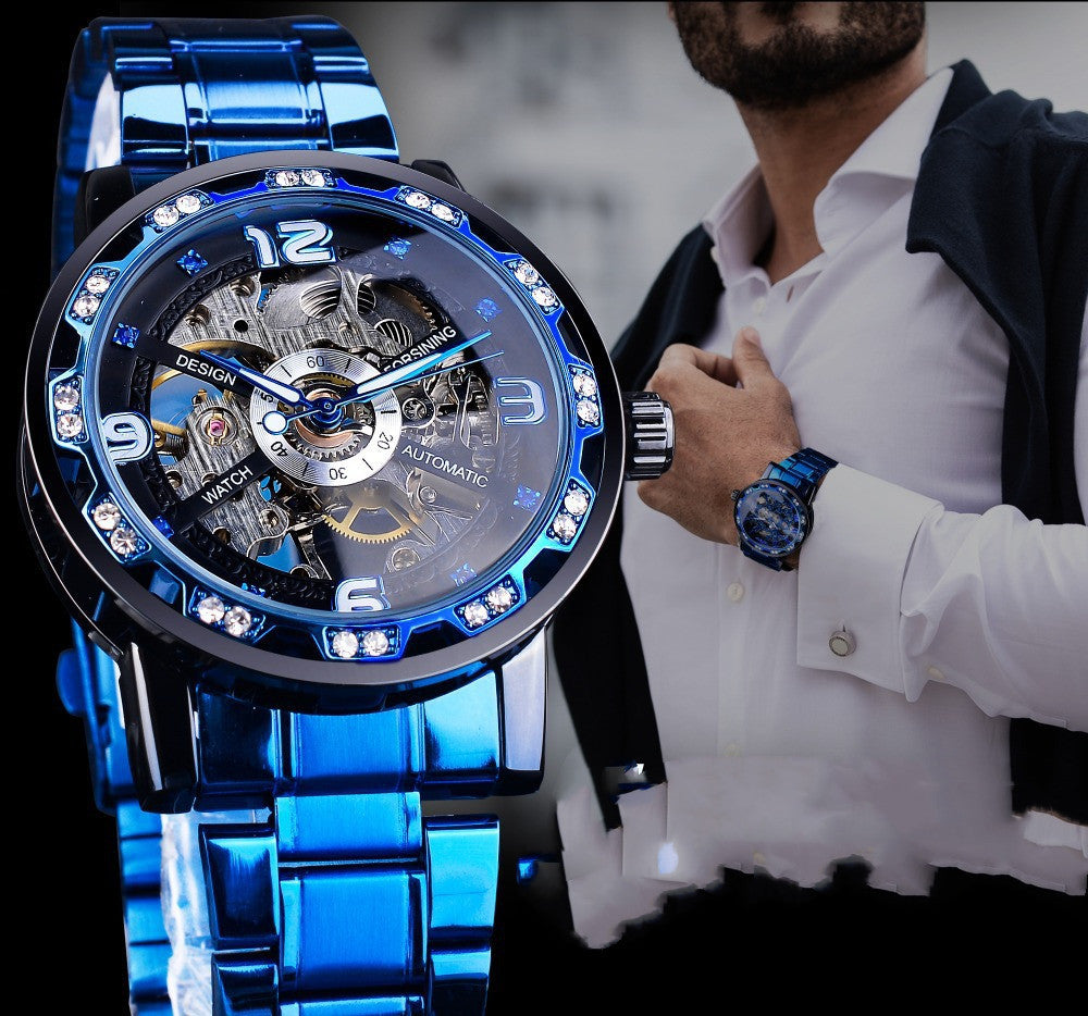 Classic Popular Hollow Rhinestone Manual Mechanical Watch