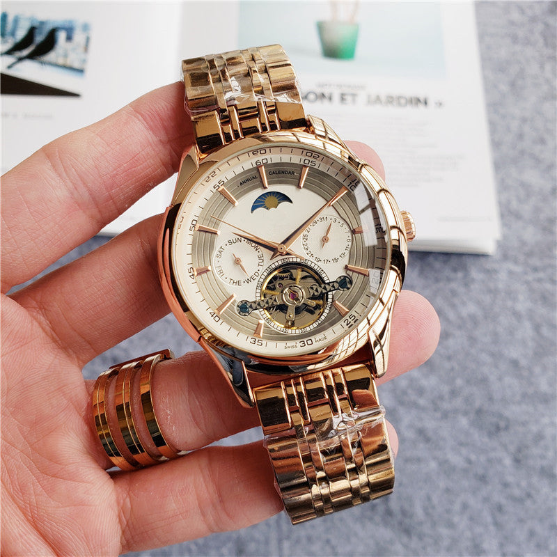 Men's Merchandise Mechanical Automatic Calendar 6-Pin Steel Band Watch