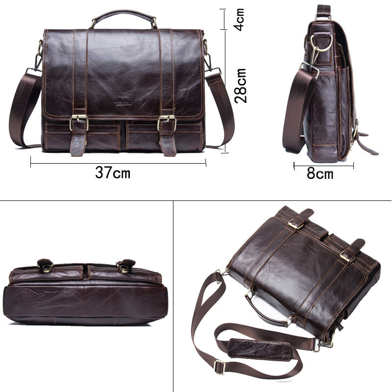 Leather Business Briefcase Large Capacity Diagonal Bag