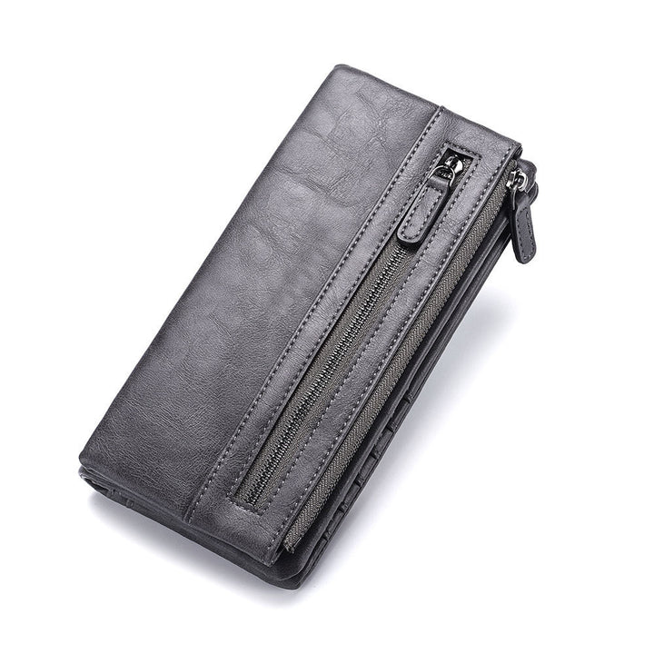 New Men's Long Wallet Zipper Wallet Trendy Youth Soft Wallet